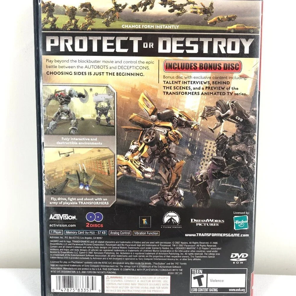 PlayStation 2 Greatest Hits Transformers The Game With Bonus Disc And Booklet